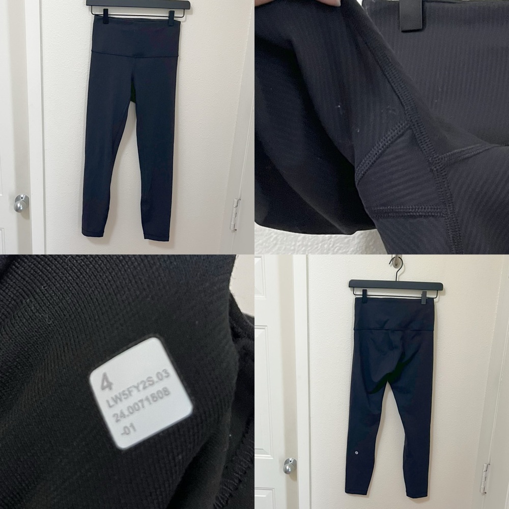 •LULULEMON• Wunder Train High-Rise Ribbed Tight 25" Black Back Pocket - Picture 1 of 4